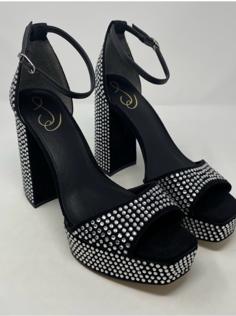 Nib Sam Edelman Nellie Glitz Platform Black Sandals